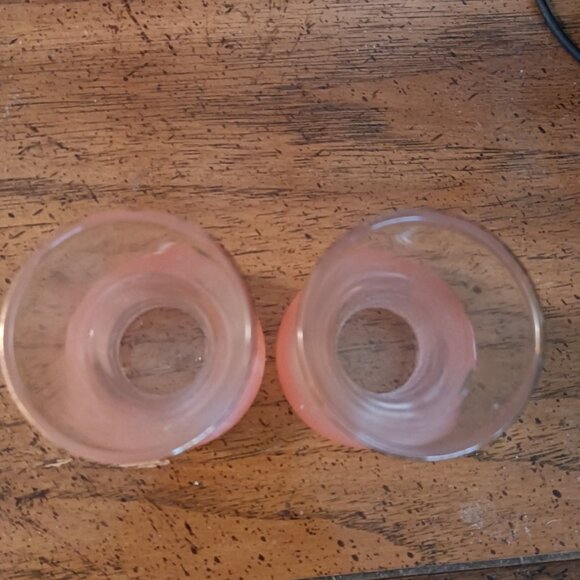 2 4" Vintage Hand Painted Glass Vases - Picture 3 of 4